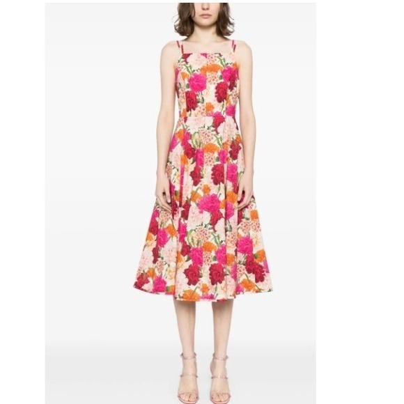 Sachin & Babi Jacinta Dress Molti Fiore Floral Midi Pink Orange White Size 14